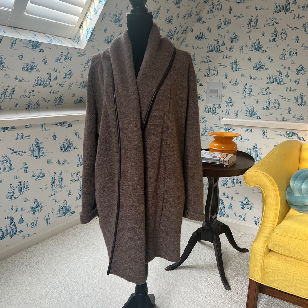 Vince Brown Cape Cozy Knit Shawl